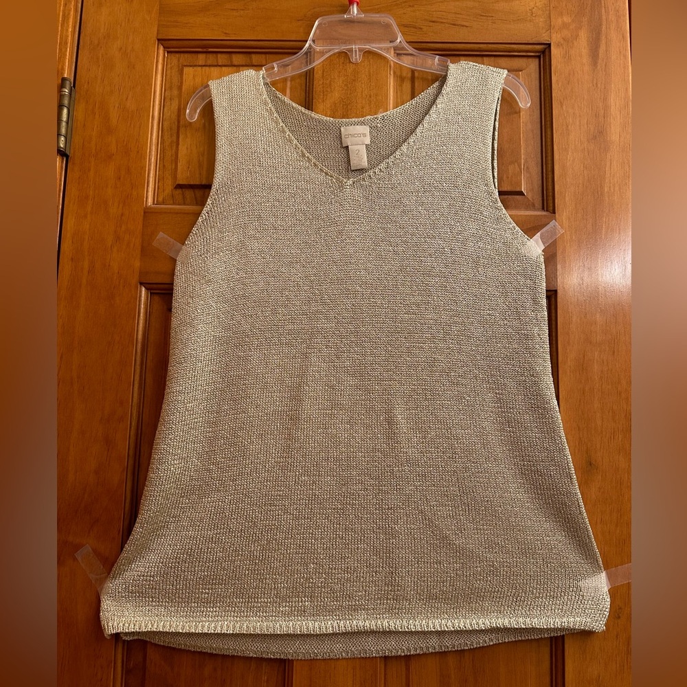 Chico’s Foil Shine Sweater Tank Size 2